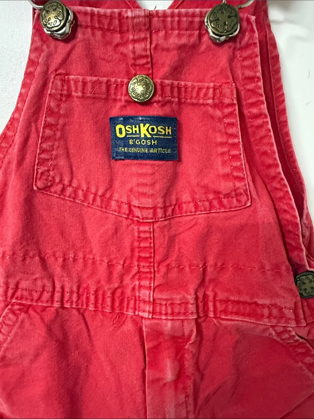 OshKosh B'gosh Bright Red Short Overalls 1980’s